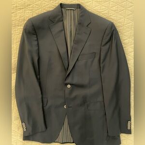 E. THOMAS Super 150’s Wool & Cashmere Notch Lapel Jacket in Black Size 40 R
